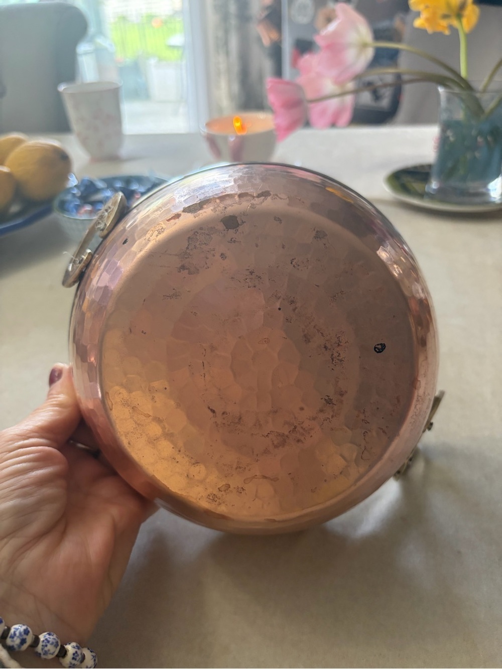 Hammered Copper Serving Bowl - Polished Copper Finish